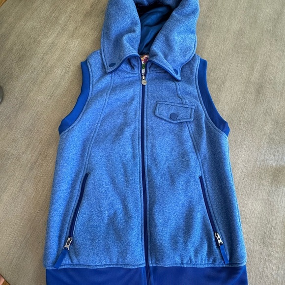 Burton womens dryride hooded Blue Zip-Up Vest small EUC - Picture 1 of 9